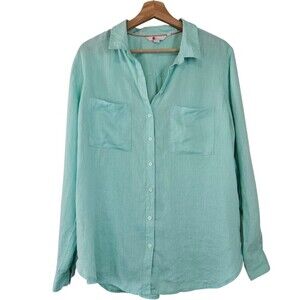 Boden Green 100% Linen Breathable Coastal Button Down Shirt size 16